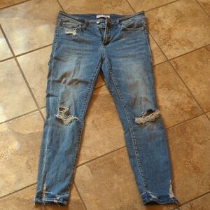 Flying Monkey Distressed Skinny Jeans in Blue